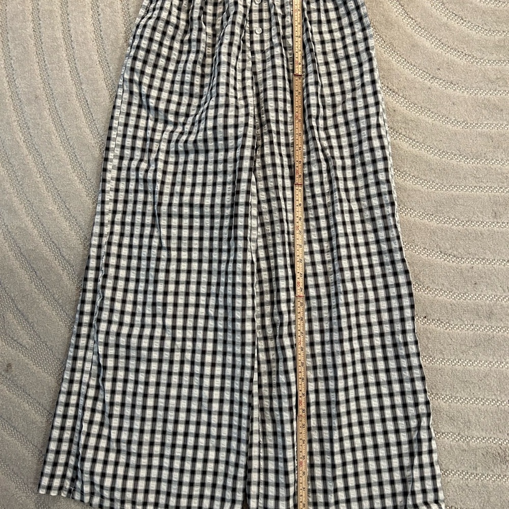 Sincerely Jules Gingham Black and White Wide Leg Pull-on Pants - M - Picture 9 of 10